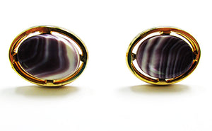Foster 1960s Men's Vintage Jewelry Contemporary Style Oval Cufflinks - Front