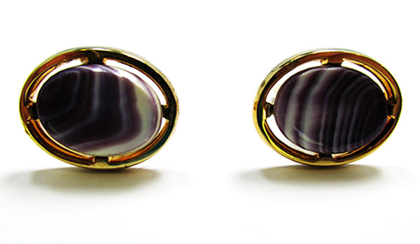 Foster 1960s Men's Vintage Jewelry Contemporary Style Oval Cufflinks - Front