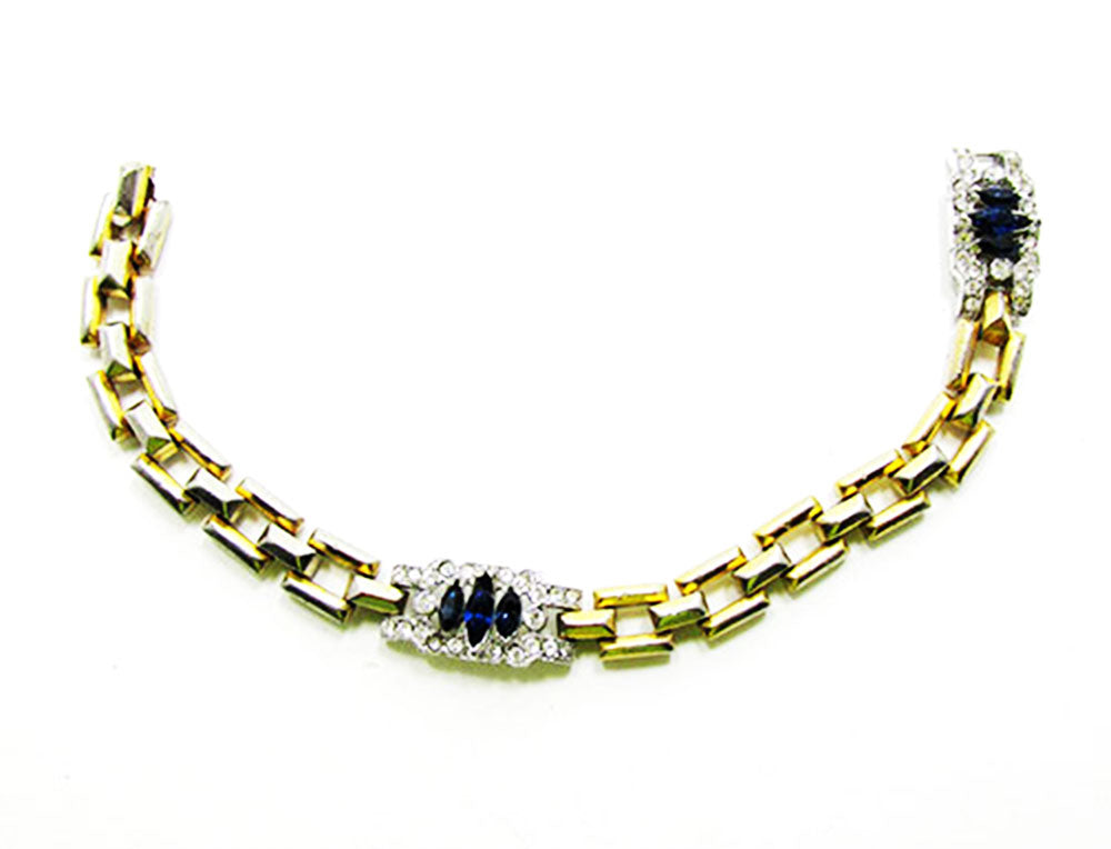 Crown Trifari 1930s Vintage Jewelry Art Deco Diamante Bracelet - Front
