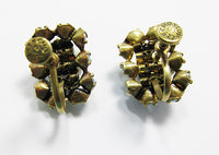 Czechoslovakia Vintage Retro 1930s Blue Moonstone Geometric Earrings - Thumbnail