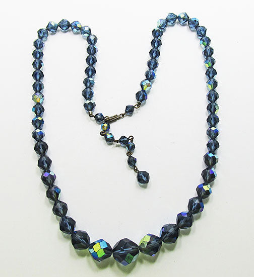 Vintage 1950s Dazzling Sapphire Blue Crystal Necklace