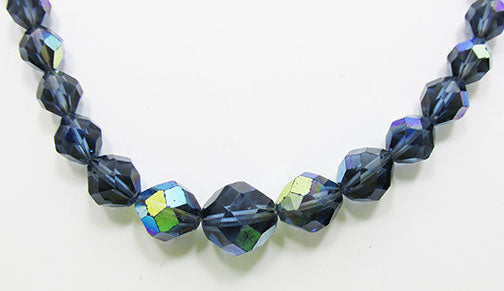 Vintage 1950s Dazzling Sapphire Blue Crystal Necklace