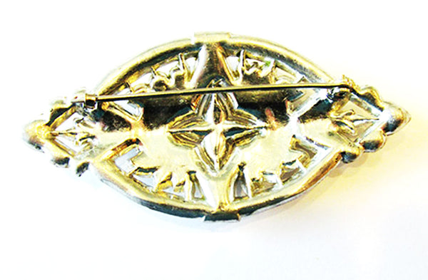 Vintage 1920s Jewelry Distinctive Art Deco Pot Metal Diamante Pin - Back