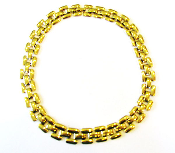 Vintage 1970s Jewelry Contemporary Gold Link Necklace and Bracelet - Necklace