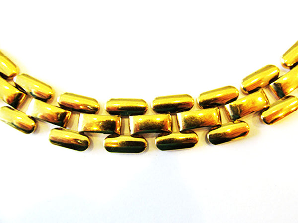 Vintage 1970s Jewelry Contemporary Gold Link Necklace and Bracelet - Close Up