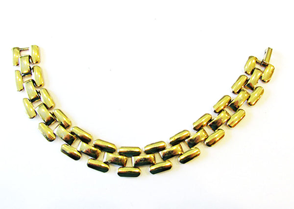 Vintage 1970s Jewelry Contemporary Gold Link Necklace and Bracelet - Bracelet