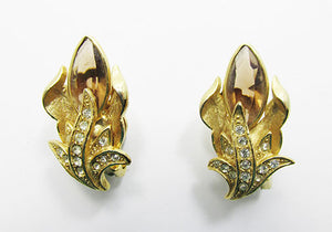 Dazzling Vintage 1950s Mid-Century Button Style Floral Earrings
