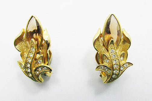 Dazzling Vintage 1950s Mid-Century Button Style Floral Earrings