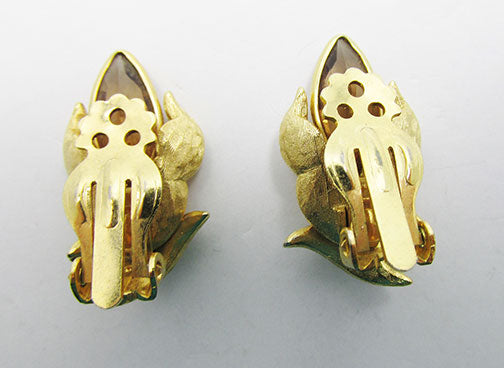Dazzling Vintage 1950s Mid-Century Button Style Floral Earrings