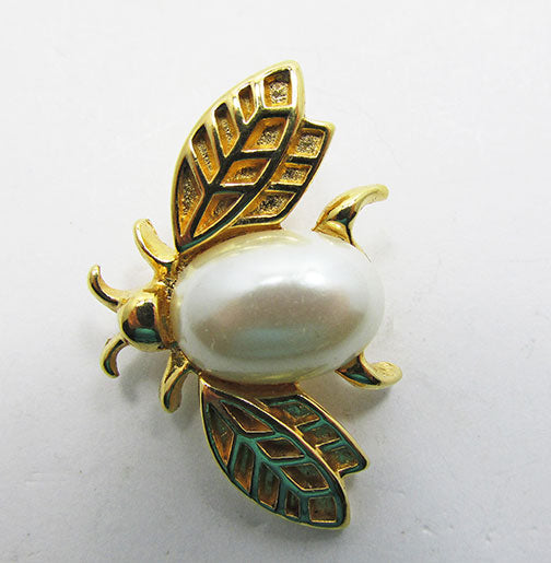 Marvella Vintage Retro Delightful Pearl Figural Insect Pin