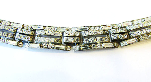 Vintage Costume Jewelry 1930s Striking Art Deco Diamante Bracelet - Close Up