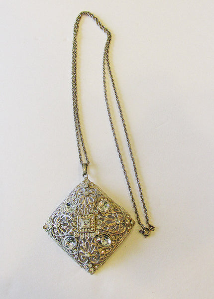 Vintage 1930s Exquisite Retro Art Deco Geometric Rhinestone Pendant