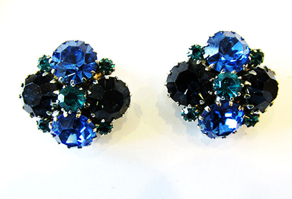 Weiss 1950s Vintage Jewelry Mid-Century Blue Diamante Pin and Earrings - Earrings