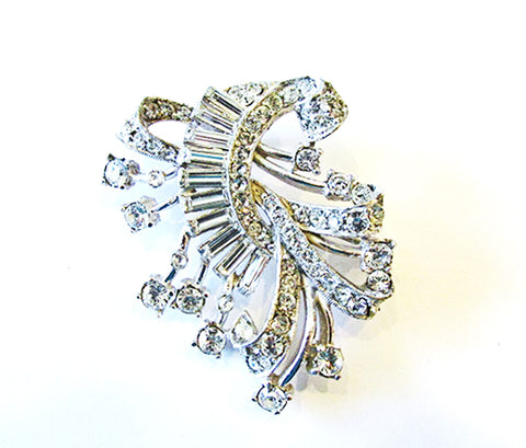 Vintage 1950s Jewelry Magnificent Mid-Century Diamante Pin/Pendant - Front