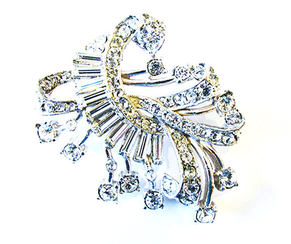 Vintage 1950s Jewelry Magnificent Mid-Century Diamante Pin/Pendant - Front