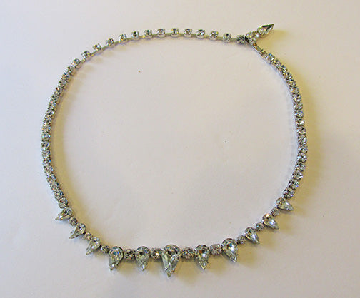 Vintage 1950s Mid-Century Flawless Minimalist Rhinestone Necklace