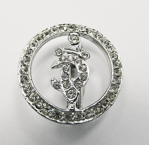 Ora Vintage Mid Century 1950s Rhinestone Masonic Shriners Pin