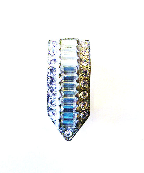 Vintage 1930s Jewelry Dainty Art Deco Geometric Diamante Dress Clip - Front