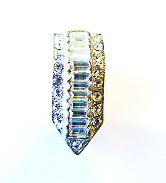 Vintage 1930s Jewelry Dainty Art Deco Geometric Diamante Dress Clip - Frontp