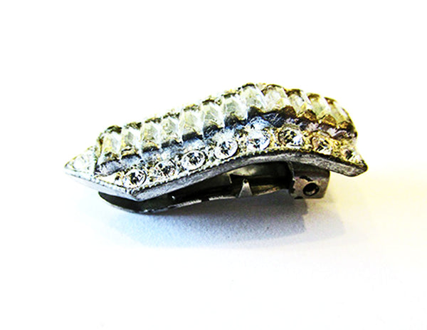 Vintage 1930s Jewelry Dainty Art Deco Geometric Diamante Dress Clip - Side