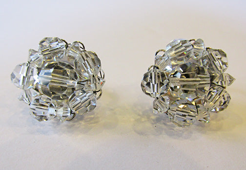 Marvella Vintage 1950s Mid-Century Timeless Crystal Button Earrings