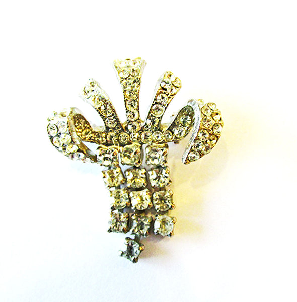 Vintage 1950s Jewelry Unique Dainty Mid-Century Diamante Drop Pin - Front