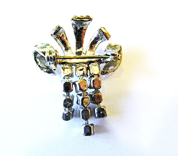 Vintage 1950s Jewelry Unique Dainty Mid-Century Diamante Drop Pin - Back