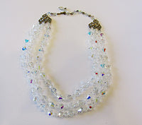 Vintage 1950s Mid-Century Dazzling Three Strand Crystal Necklace - Thumbnail