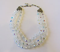 Vintage 1950s Mid-Century Dazzling Three Strand Crystal Necklace - Thumbnail