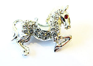 Vintage 1960s Costume Jewelry Whimsical Diamante Figural Horse Pin - Front