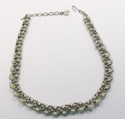 Trifari Vintage 1950s Distinctive Pearl and Rhinestone Necklace