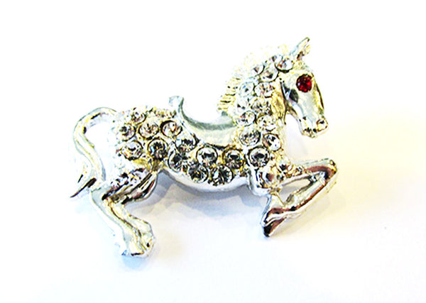 Vintage 1960s Costume Jewelry Whimsical Diamante Figural Horse Pin - Front