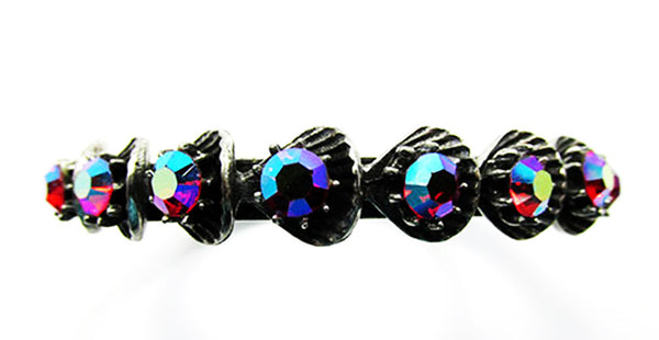 Florenza Vintage 1950s Ruby Aurora Borealis Diamante Cuff Bracelet - Close Up