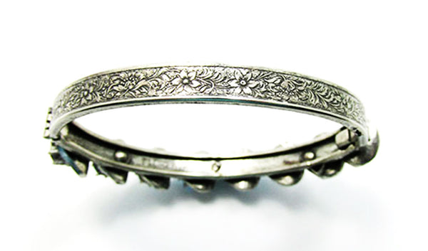 Florenza Vintage 1950s Ruby Aurora Borealis Diamante Cuff Bracelet - Engraved Back