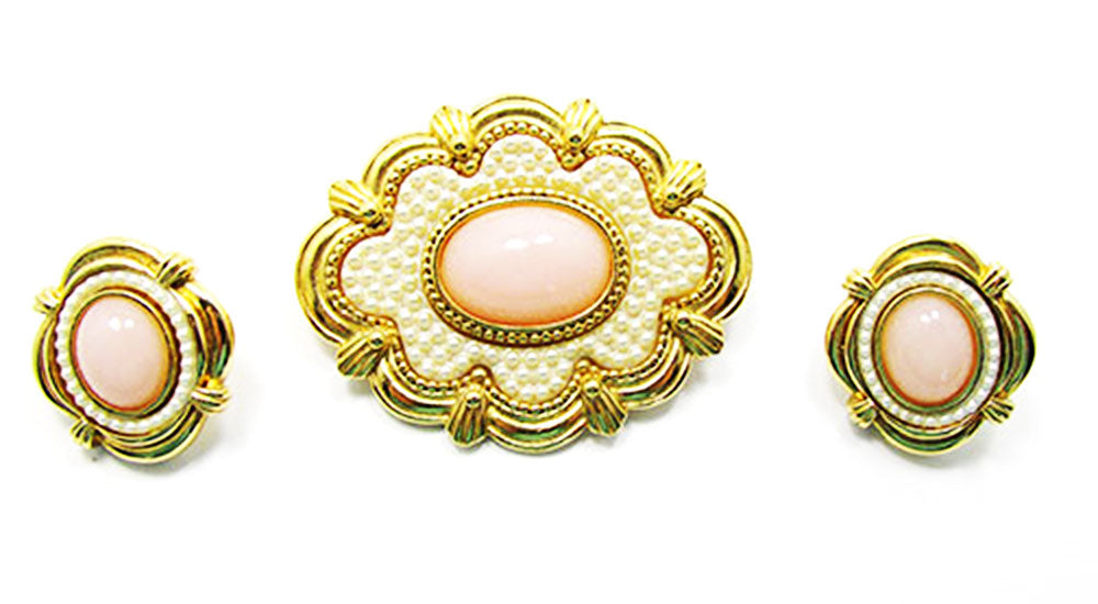 Vintage 1960s Jewelry Contemporary Style Diamante Pin and Earrings - Front
