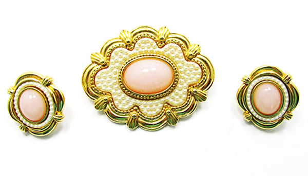 Vintage 1960s Jewelry Contemporary Style Diamante Pin and Earrings - Front