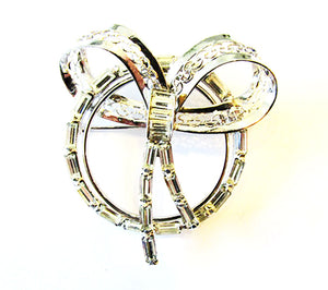 Vintage 1940s Luscious Mid-Century Sterling and Diamante Pin/Pendant - Front
