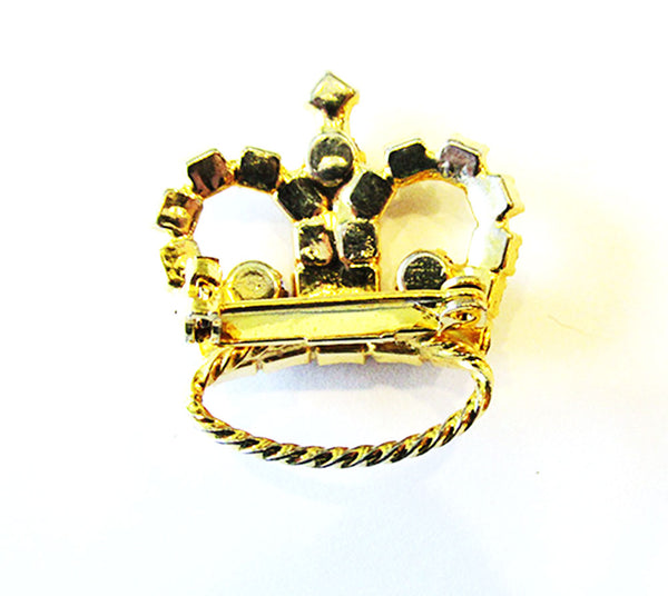1950s Vintage Jewelry Delightful Clear and Lavender Diamante Crown Pin - Back