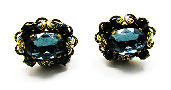 Swank Men's Vintage 1950s Jewelry Mid-Century Diamante Cufflinks - Front