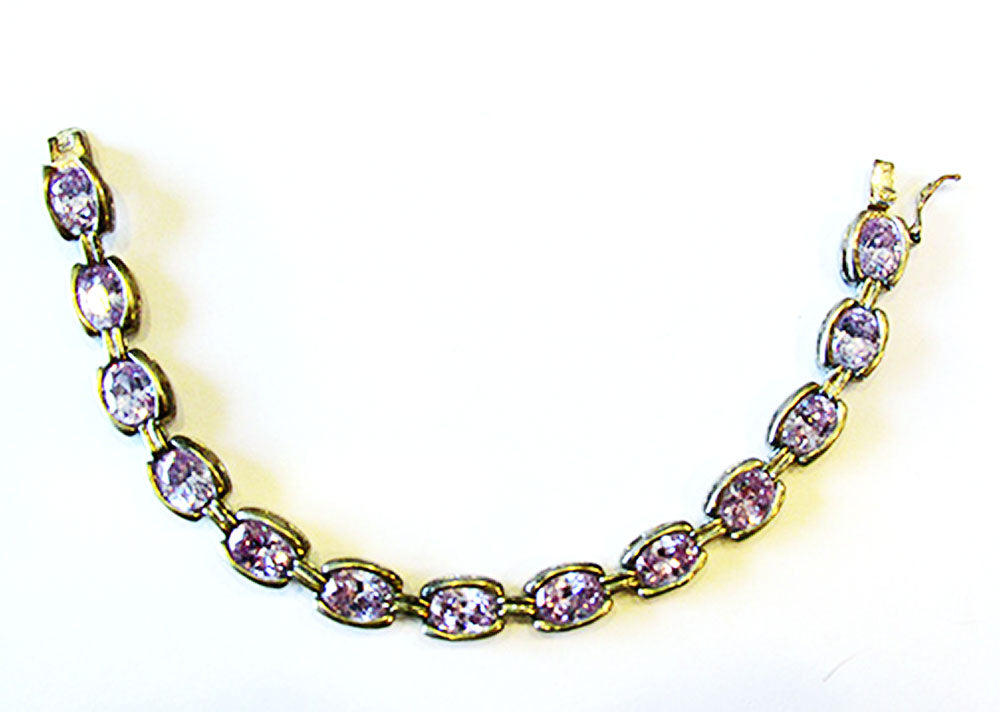 Vintage DBJ Contemporary Style Amethyst and Sterling Link Bracelet - Front