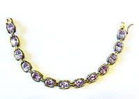 Vintage DBJ Contemporary Style Amethyst and Sterling Link Bracelet - Front - Thumbnail