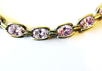 Vintage DBJ Contemporary Style Amethyst and Sterling Link Bracelet - Close Up - Thumbnail