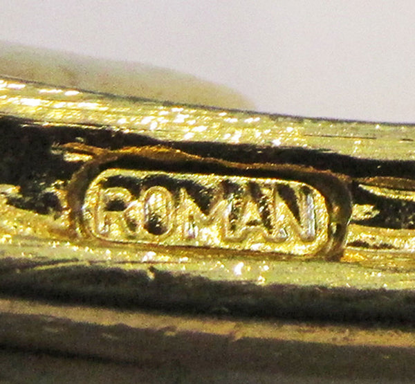 Signed Roman Vintage Multi-Colored Minimalist Diamante Bangle Bracelet - Signature