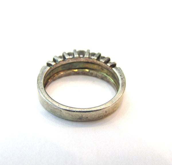 Vintage 1980s Designer Cubic Zirconia and Sterling Silver Ring - Back