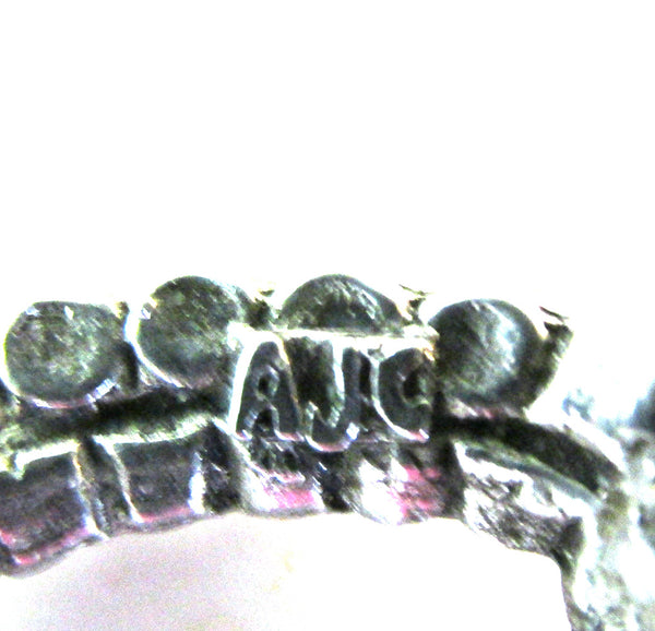 AJC 1950s Vintage Mid-Century Signed Designer Oval Diamante Pin - Signature