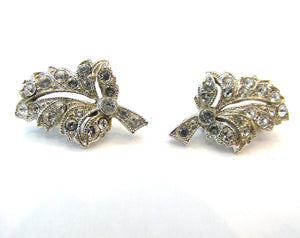 Vintage Ora 1950s Sparkling Designer Diamante Leaf Scatter Pins - Front