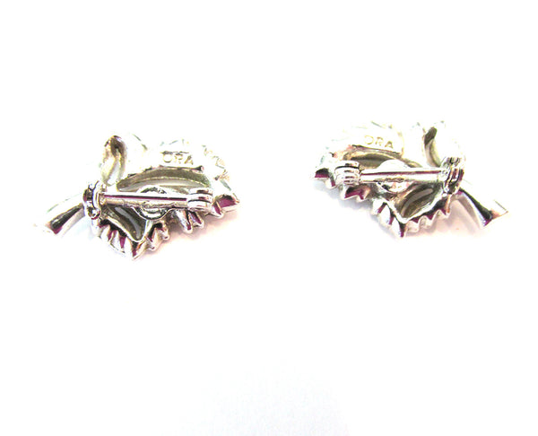 Vintage Ora 1950s Sparkling Designer Diamante Leaf Scatter Pins - Back