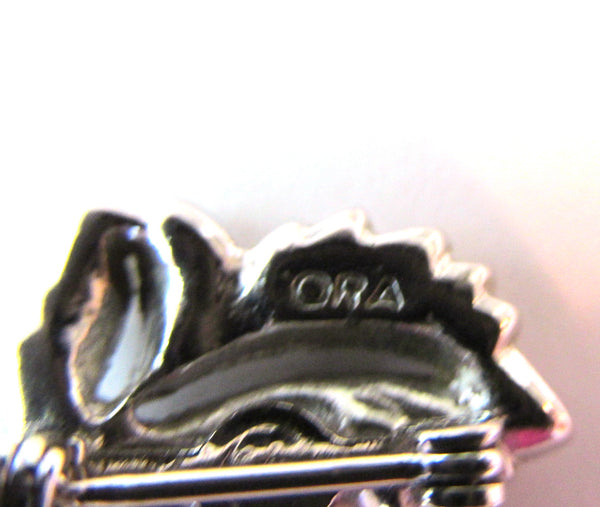 Vintage Ora 1950s Sparkling Designer Diamante Leaf Scatter Pins - Signature