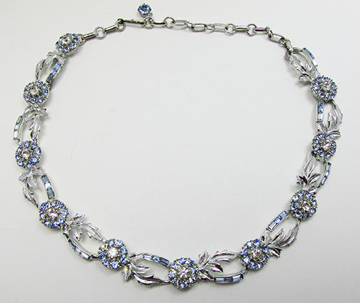 Coro Vintage Mid Century 1950s Elegant Sapphire Floral Necklace