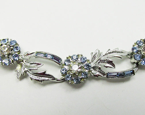 Coro Vintage Mid Century 1950s Elegant Sapphire Floral Necklace